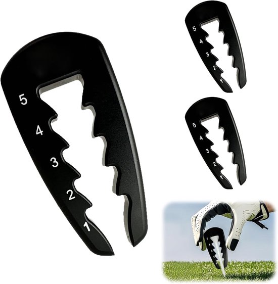 2 stuks Golf tee hoogteversteller - Hulpmiddel voor het aanpassen van de tee hoogte - Golf trainingshulpmiddel - Verstelbare tee hoogteverhoger - Hoogtemeetapparaat - Geschikt voor golfballen - Zwart van Merkloos
