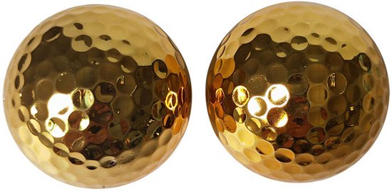 2-stuks Golfbal - Gouden golfbal - Vergulde dubbellaagse oefenbal - Vergulde oefenbal - Scheurbestendig - Oefenbal - Goede zichtbaarheid - Diameter 4,267 cm - Geschikt voor swingoefeningen en golf - Goud van Merkloos