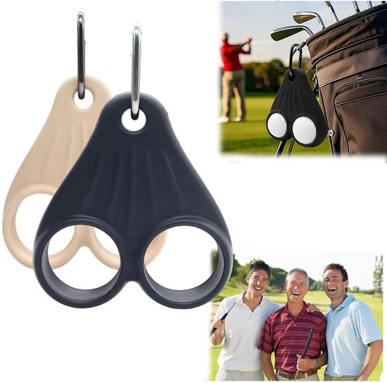 2 Stuks Golfbalhouder - Golfbal Opberghouder met Karabijnhaak - Siliconen Golfbal Clip voor Golfballen, Driving Range, Golfbaan en Training - Zwart/Wit
