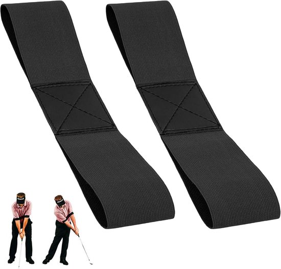 2 stuks golfswing trainingshulpmiddelen - zwarte armbanden voor golftraining en houdingcorrectie van Merkloos