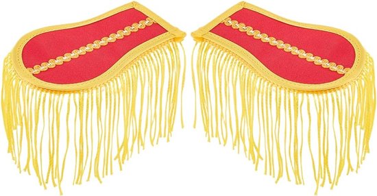2 stuks kwasten epauletten badge franje kwasten punk schoudervulling circus director schouderpauletten roodgoud afneembaar met broche voor cosplay blazer kostuumaccessoire 20 x 8 cm