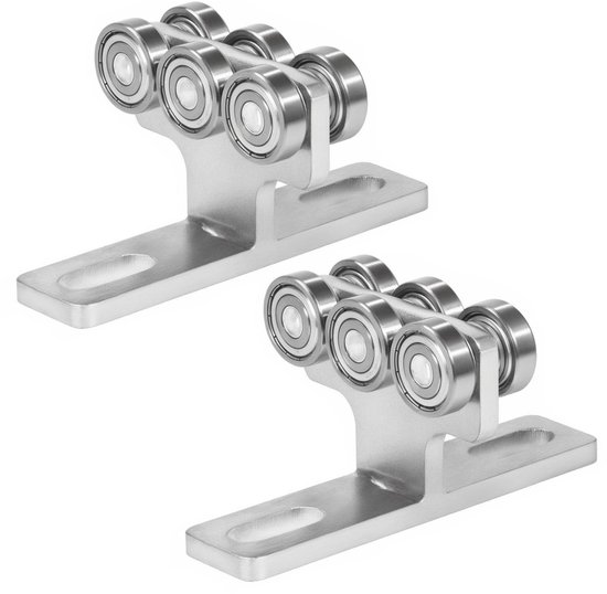 2 stuks trolley met 6 wielen, T-vormige montagerollen, draagvermogen tot 245 kg, voor schuifdeuren, elektrische hefgereedschap