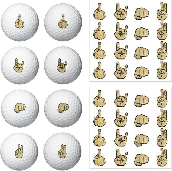 2 Vellen Gebaren Golfbalmarkeerders - 32 Stuks Grappige Golfbalstickers voor Identificatie, Cadeau voor Golfers en Golfaccessoires