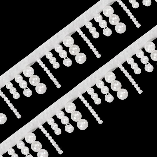 2 Yard 2 Yard 1 3/8 inch Brede Witte Parelfranjes Kant Trim Met Hangende Kralen Kwastfranjes Voor Naaien Ambachten Trouwjurk Kledingaccessoires DIY Decoratie