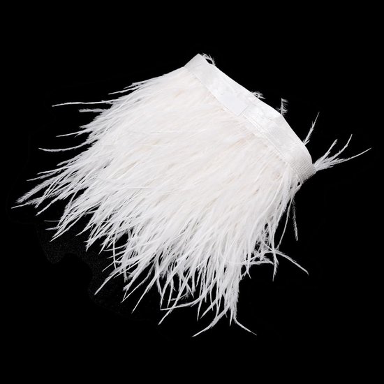 2 yards natuurlijke zachte struisvogelveren, franje boord, band voor het naaien van kleding, decoratie, knutselen, kleding, bruiloft, decoratie, naaien, knutselen, 10-13 cm (wit)