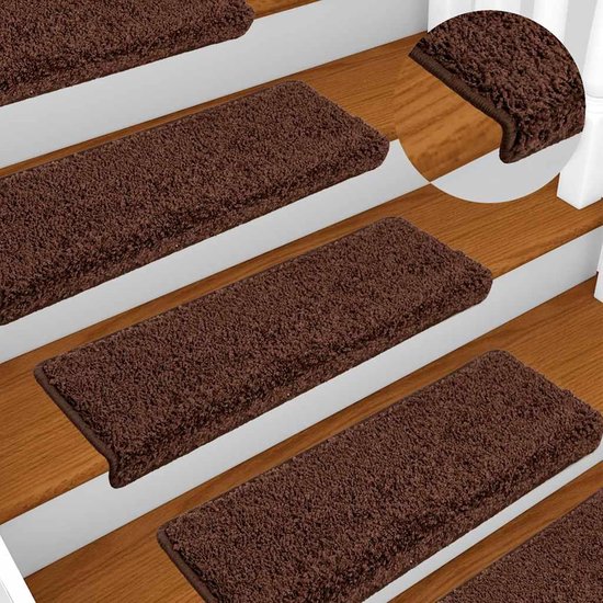 20 stuks, antislip, geluiddempende en wasbare trapmatten van naaldvilt polypropyleen (bruin, 65 x 21 x 4 cm), met dubbelzijdig plakband, ideaal voor gebruik binnenshuis