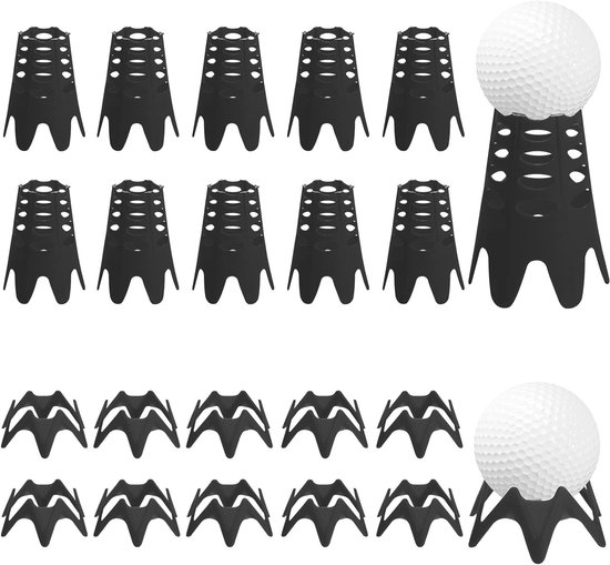 20 Stuks Golf Tees voor Simulator en Oefening, Ideaal voor Thuis en Buiten Sportliefhebbers, 10 Hoge en 10 Lage Tees in Zwart