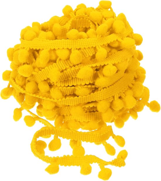 20 yards Pom Pom Ball Fringe Trim, band naai-accessoires DIY knutselen voor gordijnen, kleding, kussens decoratie (8 mm, donkergeel)