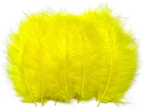 200Pcs 4-6 Inch Pluizige Geel Turkije Maraboe Veren Voor Ambachten Dreamcatcher Fringe Trim Gekleurde Veren Accessoires Pack