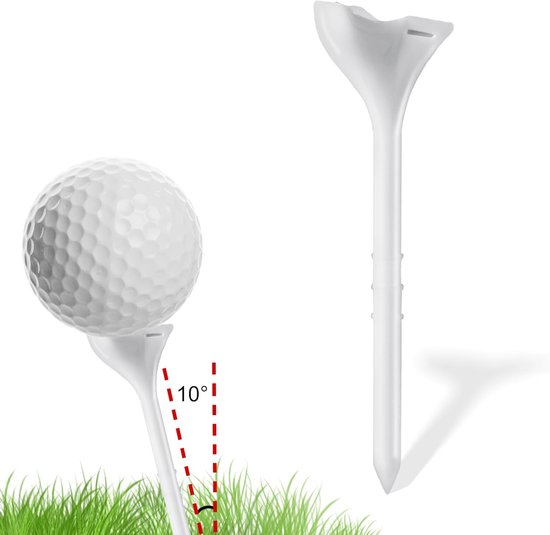 20pcs 10 Degree Golftees - Premium Plastic Golf Simulator Tees - Professionele Golf Training Accessoires - Golf Oefenhulpmiddelen voor Mannen en Vrouwen (Wit) van Merkloos