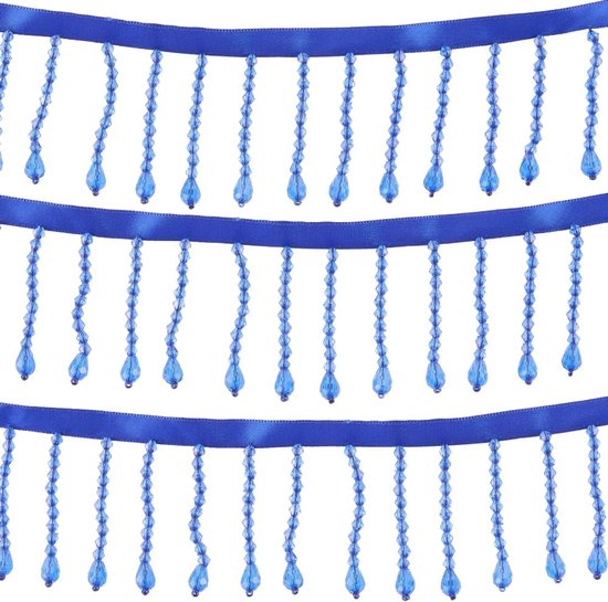 2,2 Yards Blauwe Kralen Fringe Trim 6 cm Acryl Crystal Drop Kwastje Lint Kralen Trim Kwastje Voor Vrouwen Naaien Gordijn Lamp Schaduw DIY Dans Kostuums Jurk Kleding Bruiloft Decoratie