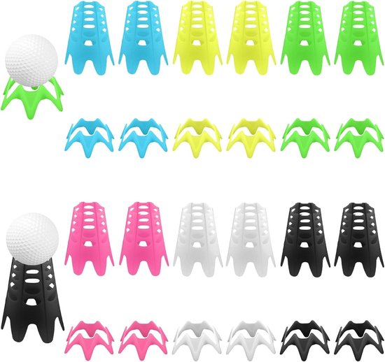 24st Oefengolf Tees, 12 Hoge en 12 Kleine Plastic Golf Tees Binnen Golfmat Tees Golf Simulator Tees Golftrainingaccessoires voor Golfers Golfliefhebbers (6 Kleuren)