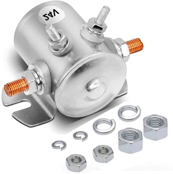 24VDC Continu Werkende Solenoïde Relais met 4 Terminals voor Golfkarren en Marine, Max 200A, Vervangt Diverse Modellen