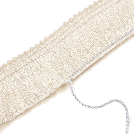 25 m franje boord, 2,5 cm vezelkant en geborduurde band, linnen voor kleding, trouwgordijnen, jurken, lampenkap, woondecoratie