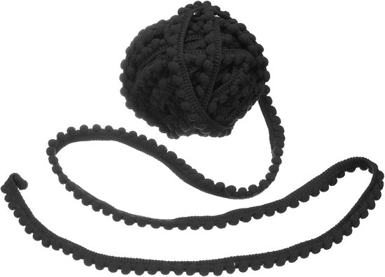 25 Yard Pompons Trim Lint, 0,5 inch Breedte Zwarte Pompon Pony Trim Naaien Franje Stof Trim Lint Voor Doe-het-zelf Ambachten Gordijn Kleding Kussen Decoratie