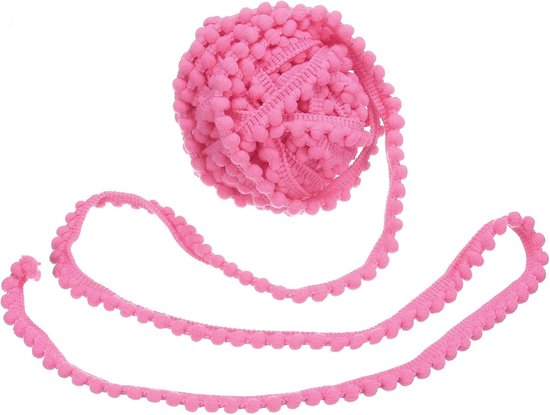 25 yards Pom-pom-trim 0,5 inch breed donkerroze pompon franje naaien franjes stoffen band voor doe-het-zelf knutselen gordijnen jurken kussens woonaccessoires