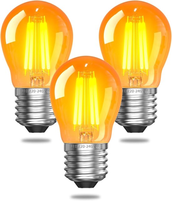 2,5W E27 LED-schroefdraad lamp - Warm Wit G45 Golfbal Edison Grote Schroef Vintage 2200K voor lampen Amber Glas 20-25W Equivalent Niet dimbaar 3-Pack [Energieklasse F]
