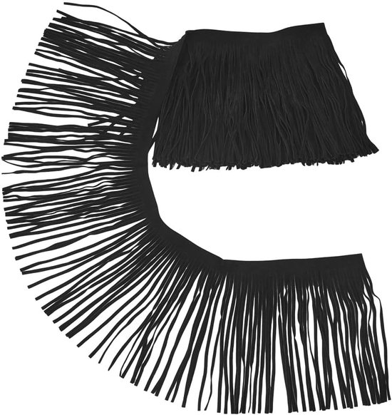 2mx15Cm Dubbelzijdig Suede Kwastje Trim Zwart Faux Lederen Franje Trim Dans Rok Kwastje Naaien Wrap Cover Fringe Voor Diy Craft Edge Kledingstuk Gordijnen Tas Zoom Accessoires