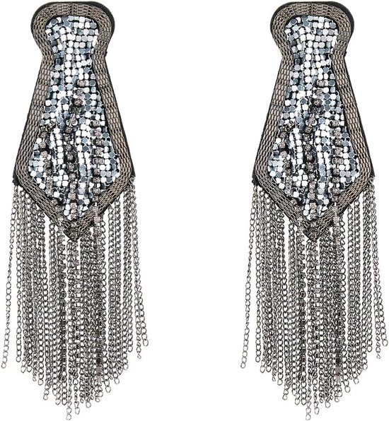 2Pcs Strass Kwastje Schouder Epaulet Epaulet Ketting Schouder Badge Kwastje Link Chain Epauletten Voor Jas Blazer Uniform Mannen Vrouwen