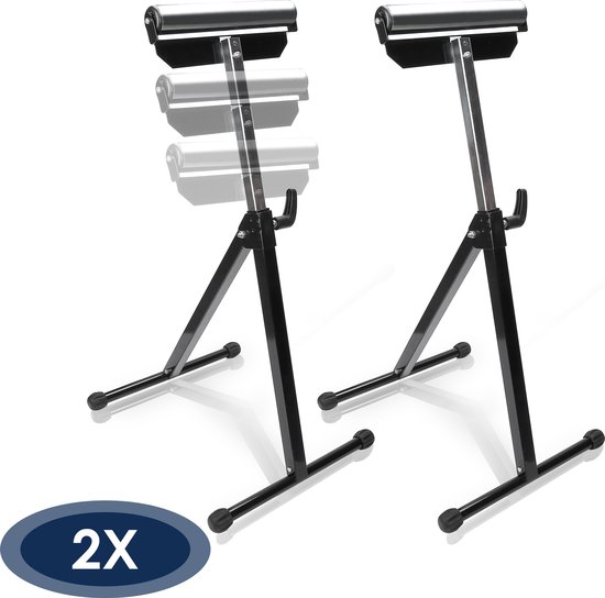 2x Rolbok 68-108cm verstelbaar rollensteun staal-Max. draagkracht 60kg-zwart van Tectake