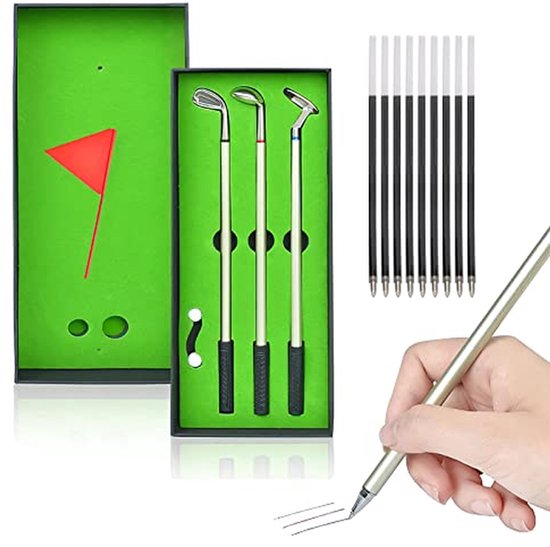 3-delige pennenset in golfspeldesign - unieke cadeaus voor mannen en golfers