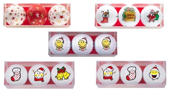 3-delige Set Kerst Golfballen met Sterren Motief