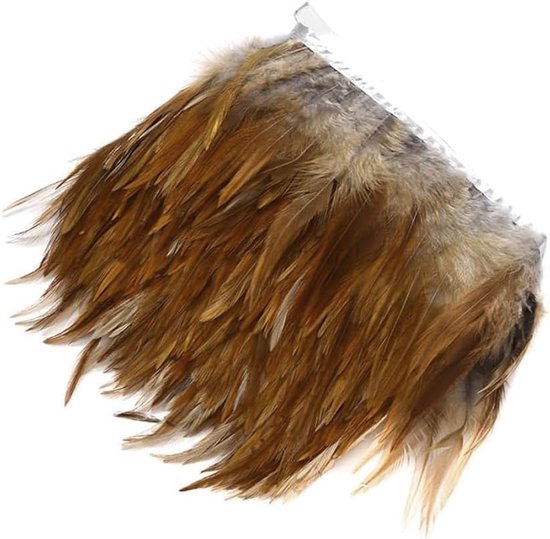 3 m veerboord, veerfranjes met satijnen lint, 10-15 cm breed, veren, franjes, franjes, lint, decoratieve boord, kostuumaccessoire, naai-accessoires voor doe-het-zelf knutselen, kleding, natuurlijke kleur