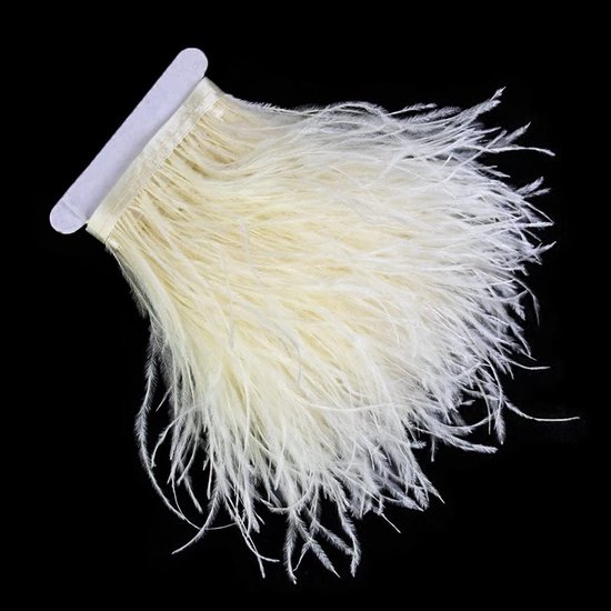 3 meter 10-15 cm beige struisvogelveer trim franje voor DIY naaien, knutselen, kostuums decoratie