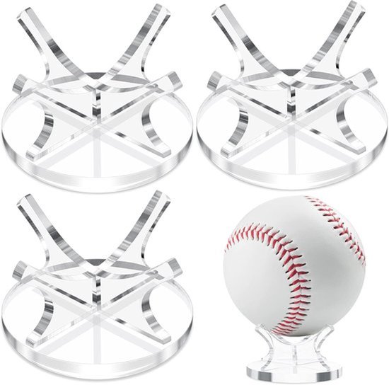 3-Pack Acryl Kleine Bal Standaard – Transparante Balhouder voor Honkbal, Golf, Softbal en Tennis – Sportbal Display voor Bureau & Thuis van Merkloos