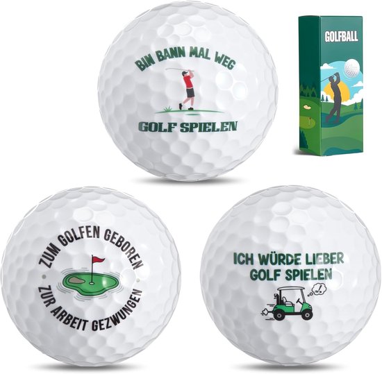 3-Pack Grappige Golfballen met Cadeaubox - Origineel Cadeau voor Verjaardagen, Vaderdag en Kerst voor Golfers, Vrienden en Familie