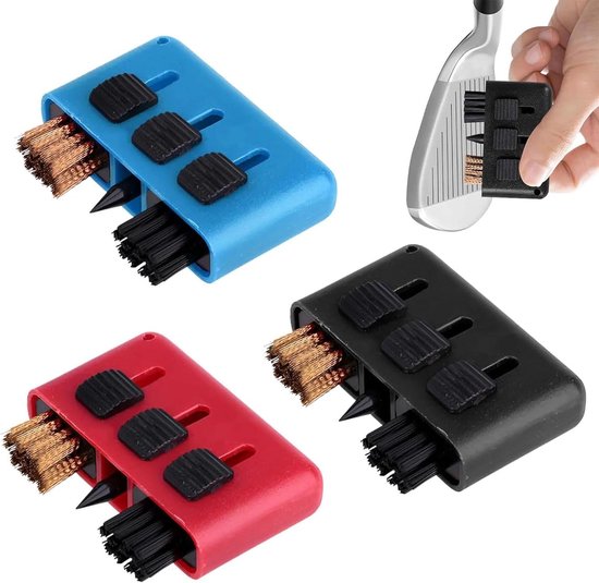 3 Stks 3 in 1 Draagbare Golf Club Borstel en Groef Cleaner Kit, Golf Club Cleaner Borstel, Pocket Size Groove Cleaner Golf, Voor Golf Intrekbare Groef Pocket Accessoires