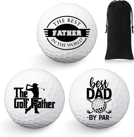 3 Stuks Golfballen Cadeauset voor Verjaardag - Grappige Golfballen voor Golfers en Vader - Standaardformaat Golfaccessoires