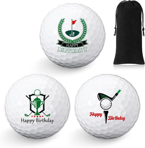 3 Stuks Golfballen Cadeauset voor Verjaardag - Grappige Golfballen voor Golfers en Vader, Standaardformaat