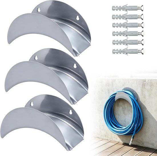 3 stuks slanghouders voor aan de muur, 27 x 11,5 cm tuinslanghouder, ophanging wandslanghouder, slanghouder voor tuinslangen voor het ophangen van slangen, tuinopslag