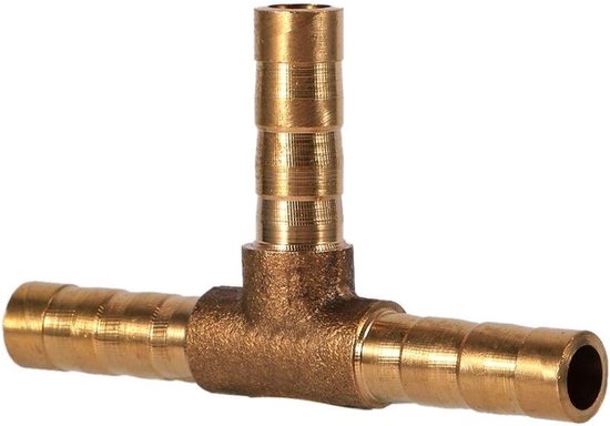 3-Weg Tee Aansluiting voor Brandstofslangen - Messing Verbinder voor Brandstof, Water en Gas (6mm) Onderhoudsaccessoire van Merkloos