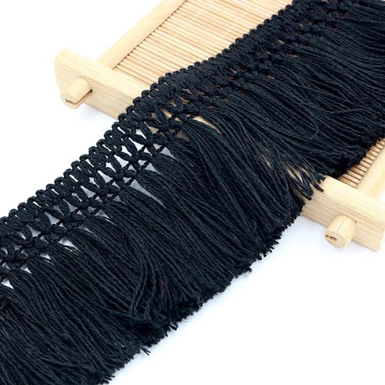3 yard 8 cm breed katoenen kwastje franjes kwastjes DIY accessoires franje kwastje katoenen kant voor kledingaccessoires naaien handwerk bruiloft decoratie handwerk en decoratie, zwart