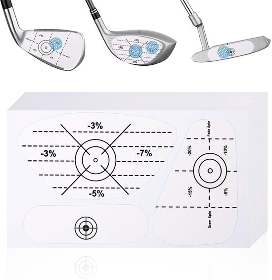 300pcs Golf Impact Tape, Golf Club Labels Self Learning Sweet Spot Consistency Analysis Golf Club Training Face Stickers for Practice Swing Training Tool Wood Iron Putters van Merkloos