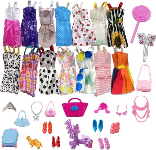 32x Poppenkleertjes | Modepoppenkleding Set | Geschikt Voor Barbie's van Merkloos