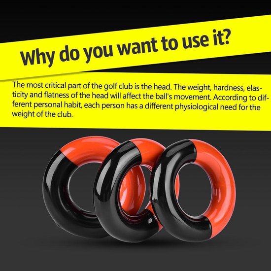 3Pcs Gewogen Swing Ring - Golf Warm Up Swing Donut met Driver Hoofd Gewicht Ring voor Training en Praktijk - Golf Supplies voor Vrijetijdssport van Merkloos