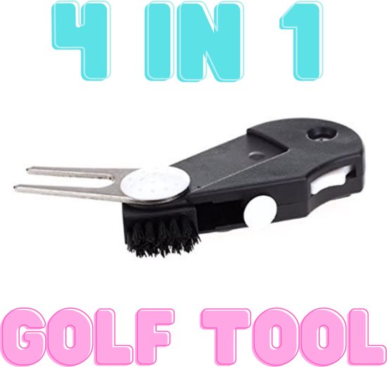 4 in 1 Golftool - GolfBorstel/Score teller/Pitchfork/Marker - Opvouwbaar - Compact - Golftool - Golf borstel - Golfaccesoires - Golftrainingsmaterialen - trolleyaccesoires - Golfset van Sportazing