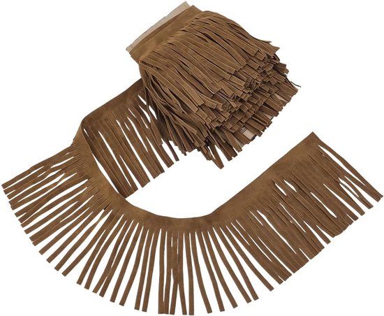 4 m breed PU-leer en suède, 99 mm breed, camel, dubbelzijdig naaien, franjes, voor knutselen, kleding, handtas, naaien, jurk, handwerk, versiering, decoratie