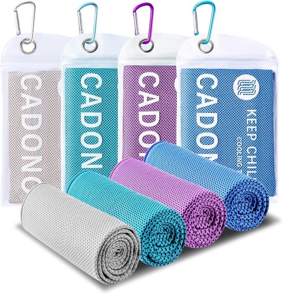 4 Pack Verkoelende Microfiber Doek 40x12 inch, zacht, ademend, voor sport, hardlopen, fitness, yoga, kamperen, tuinieren, zomeractiviteiten - Multicolor