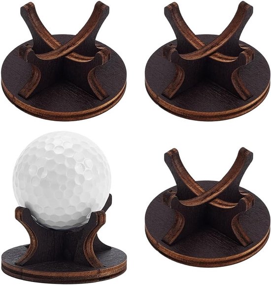 4 Stuks Houten Tentoonstellingsstand voor Golfballen en Baseballs, Multifunctionele Display Set, Bruin, 5.5x3cm, Ideaal voor Verzamelobjecten en Sportaccessoires van Merkloos