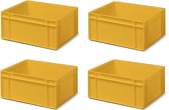 4 stuks transportstapelbakken TK417-0 geel, lxbxh 400x300x175 mm, uit PP, volume: 15 liter, echte industriële kwaliteit ook geschikt voor voedsel