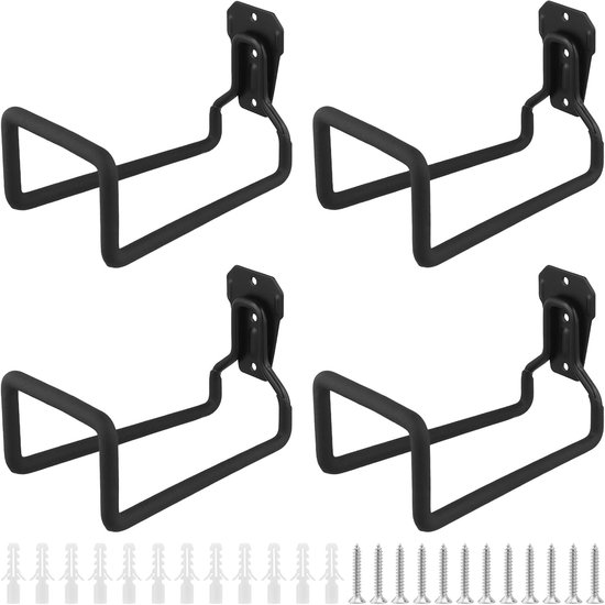 4 stuks tuinslanghouders aan de muur, zwart, slangophanging, waterslanghouder, wandhouder, tuinslang, ophanging voor tuin, binnenplaats, garage