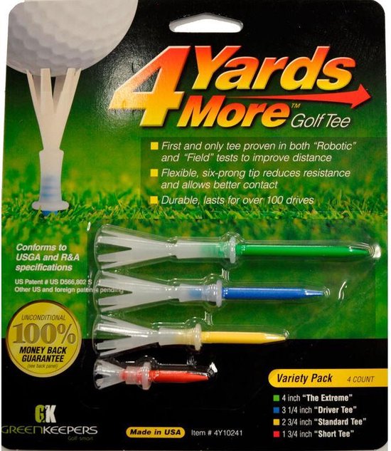 4 Yards More Tees - Assorti Pack - 4 verschillende maten Tees van Greenkeepers
