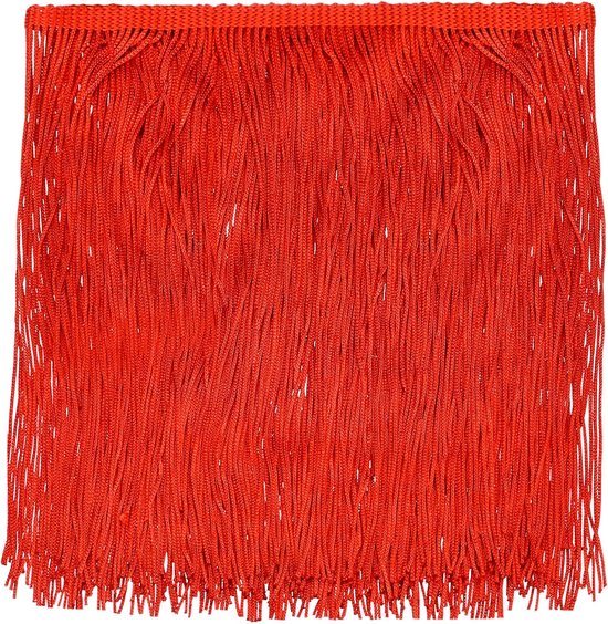 4,5 m 20 cm kettingfranjes, kwastjes, naaiband, polyester, franjesband voor doe-het-zelf naaien, handwerk, kleding, lampenkap, decoratie, rood