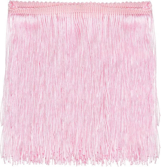 4,5 m 20 cm kettingfranjes, kwastjes, naaiband, polyester, franjesband voor doe-het-zelf naaien, handwerk, kleding, lampenkap, decoratie, roze