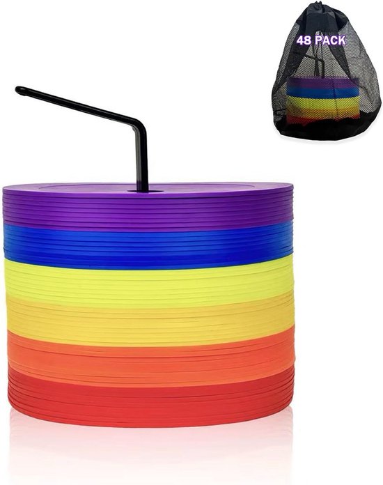 48 Stuks 15cm Vlakke Sportmarkeringen - Multikleurige Anti-slip Cones voor Training en Skill Oefeningen van Merkloos