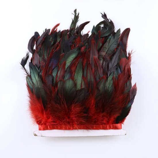 5-7 Inch Haan Veer Fringe Trim Voor Craft Zwarte Veer Trim Naaien Kostuum Diy Jurk Rok Accessoires Decoratie Halloween Carnaval Pack van 2 Yards (rood)